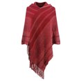 thumbnail image 1 of Drppepioner Été Femmes Décontracté Chaud Cape à Franges Châle Tricoté Foulard Rayée Chandail à Enfiler Hauts Rouge, 1 of 1