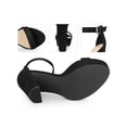 thumbnail image 2 of BLISSFUL STEP Women's Shoes Faux Suede Platform Block Heel Ankle Strap Buckle Open Toe Sandals Black 9.5, 2 of 6