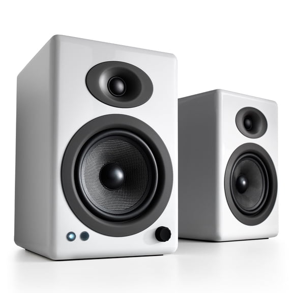 Audioengine A5 Classic Powered Analog Bookshelf Speakers  - Pair (White)