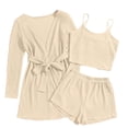 thumbnail image 5 of Kelon Ensembles de Pyjama pour Femmes Liquidation Pyjamas en Dentelle pour Femmes Ensemble de 3 Pcs Tenue d'Intérieur Pyjama avec Peignoirs Ensemble Robe de Chambre Courte Ensemble de Maison Courte Décontracté Ensemble de Combine, 5 of 5