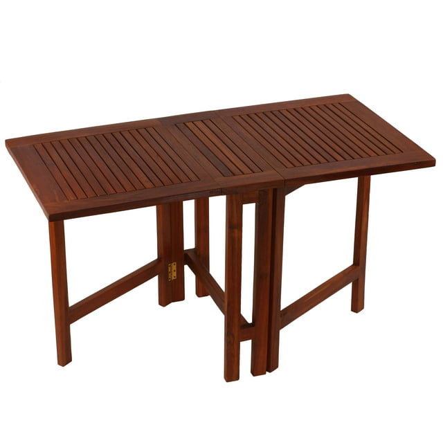 Bare Decor Emery Double Leaf Butterfly Folding Dining Table, 51.25" Wide, Brown