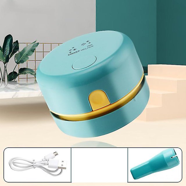 Desktop Debris Vacuum 3.2" x 2.4" USB Rechargeable Mini Handheld Vacuum (green)