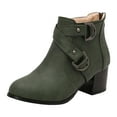 thumbnail image 7 of Mostsola Ankle Boots for Women Block Heeled Vintage Buckle Strap Riding Motorcycle Booties, 7 of 7