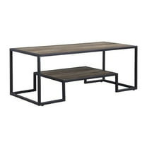 Coffee Table with 1 Open Shelf and Tubular Frame Oak Brown - Saltoro Sherpi