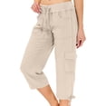 thumbnail image 2 of Dwellite Womens Quick Dry Cargo Capris with Pockets Loose Fit Casual Capri Pants Dressy Lightweight Ladies Baggy Cargo Pants for Hiking Khaki XL, 2 of 6