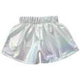 thumbnail image 3 of YONGHS Girls Shiny Metallic Shorts Hot Pants Disco Dance  Party Performance Costumes White 13-14, 3 of 7