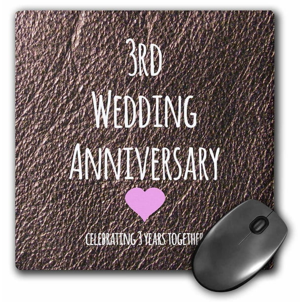 3dRose 3rd Wedding Anniversary gift - Leather celebrating ...