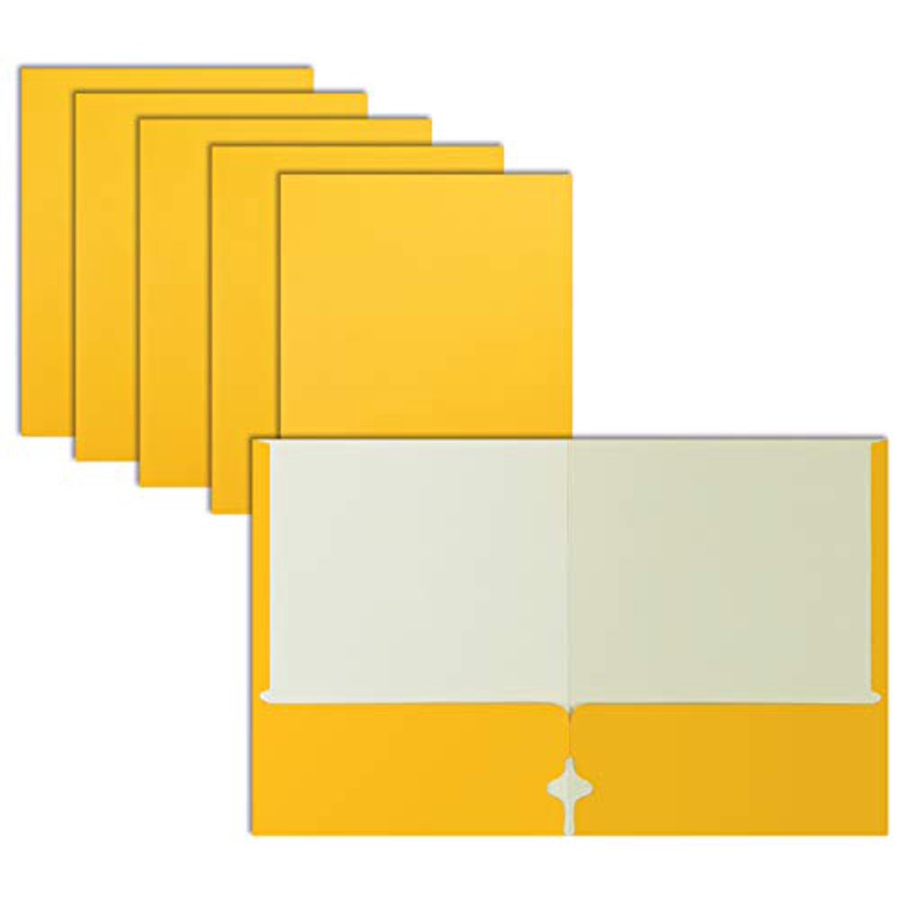 Two Pocket Portfolio Folders, 50Pack, Yellow, Letter Size Paper