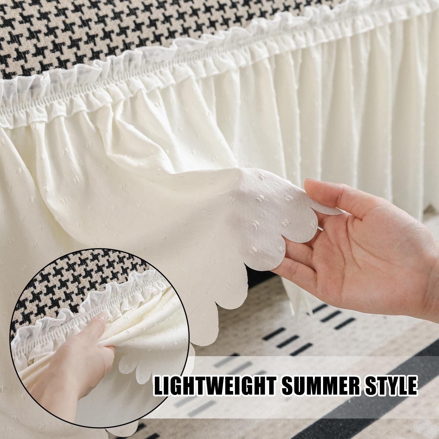 Soft Gingham Couch Cover, Fits 1–4 Cushion Couch. Couch Blankets with Skirt Edge, Machine Washable Furniture Protector