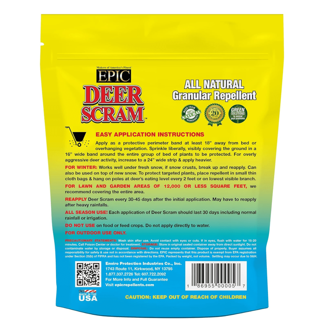 Epic Deer Scram All Natural Ready To Use Outdoor Granular Animal Repellent Resealable Bag, 10lbs