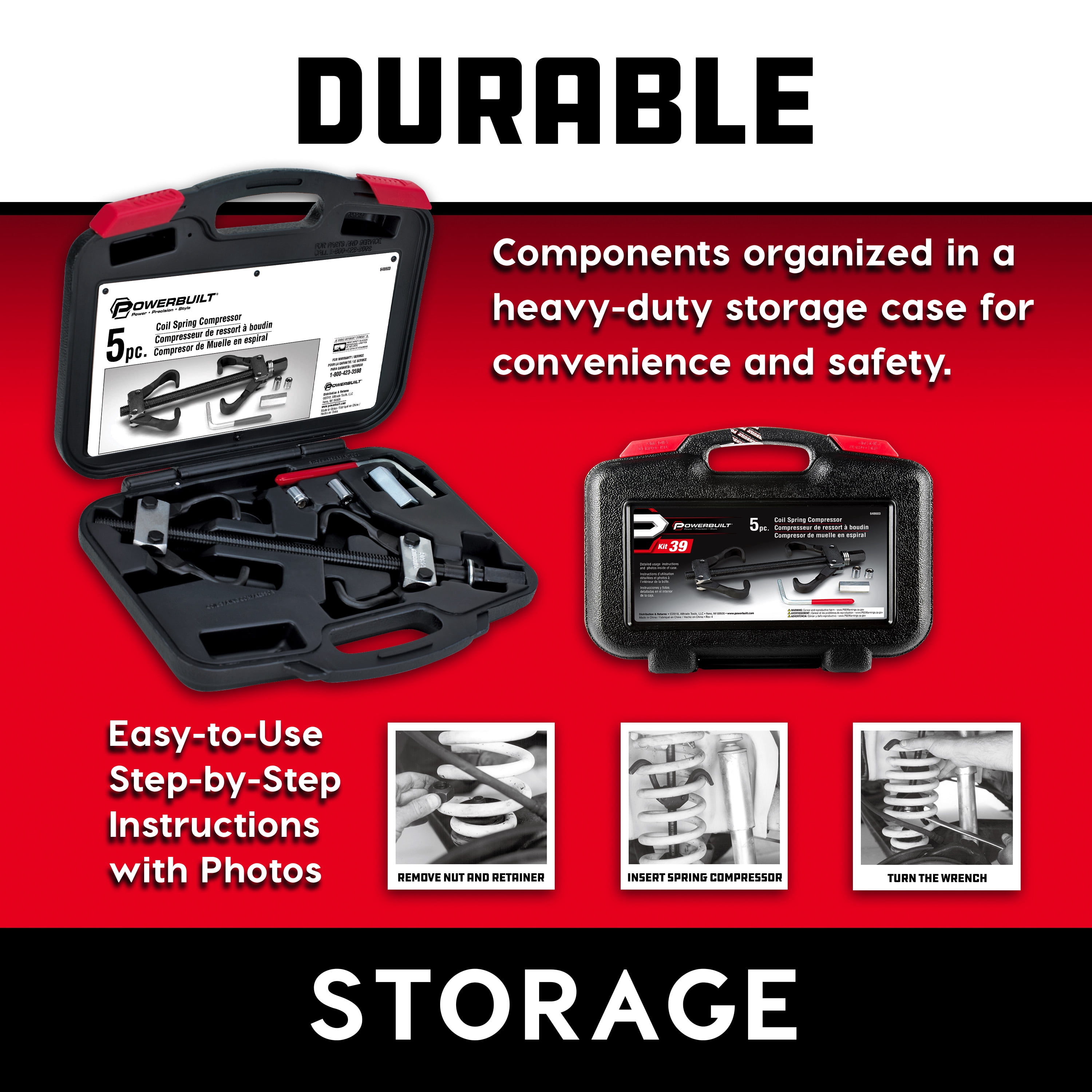 Powerbuilt 5 Piece Coil Spring Compressor Kit - 648603