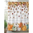 thumbnail image 2 of Fall Shower Curtain Pumpkin Sunflowers Shower Curtains for Bathroom Thanksgiving Decor, Waterproof Polyester Shower Curtain Set with Hooks, Stall Long Size 54"x78" Maple Leaves Wood Grain, 2 of 6