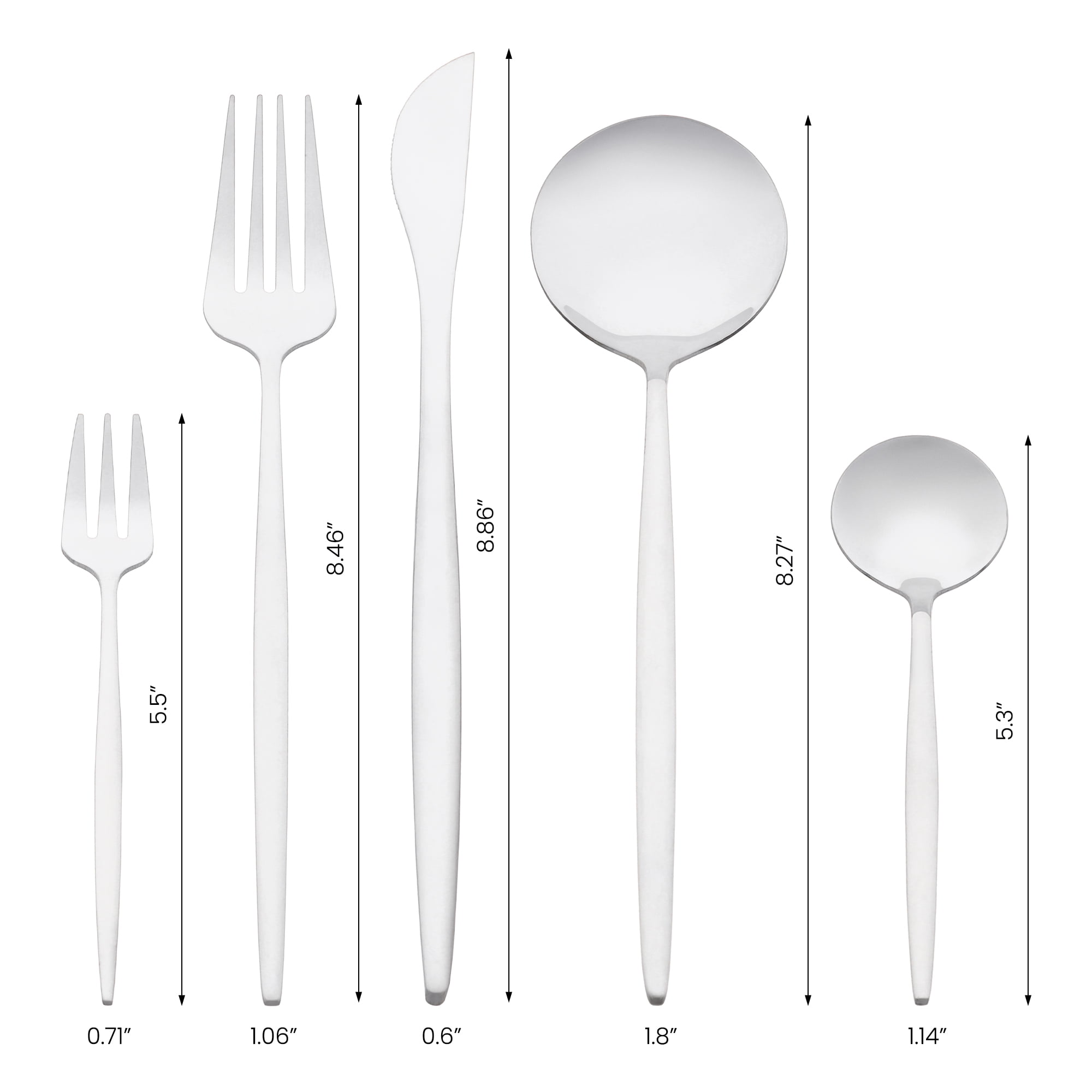 Unique Bargains Stainless Steel Flatware Set Silver 5 Pcs