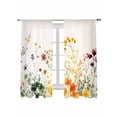 thumbnail image 2 of Sheer Curtains 72 Inches Long, Beige Floral Spring Light Filtering Window Curtains for Living Room/Bedroom, Vintage Farmhouse Flowers Rod Pocket Voile Sheer Curtain Drapes, 52"W x 72"L, 2 Panels, 2 of 8