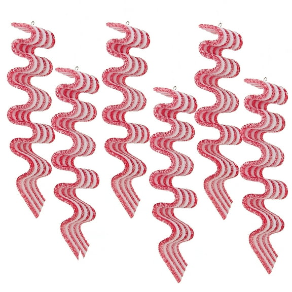Northlight 6ct Red and White Striped Ribbon Candy Christmas Ornaments 5.75"