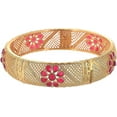 thumbnail image 4 of Pallavi Creation Bangles 2 Piece Kada Red Stones Gold Plated Daily Use Flower Design Handmade Work Fashion Jewelry indian bangles for Women & Girls, 4 of 5