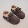 thumbnail image 5 of Toddler Girls Vintage Suede Casual Shoes Non Slip Fleece Lined Bowknot Slip On Loafers Kids Round Toe Flat Princess Shoes Brown Size 1.5 Big Kids, 5 of 8