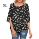 thumbnail image 4 of Qarigey Camisa de mujer Estampado de media manga Top Camisa de mujer Estampado de medio cuello Blusa informal Prendas para la parte del cuerpo flor blanca negra XL, 4 of 5