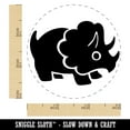 thumbnail image 2 of Cute Triceratops Dinosaur Self-Inking Rubber Stamp Ink Stamper - Sky Blue Ink - Small 3/4 Inch, 2 of 7