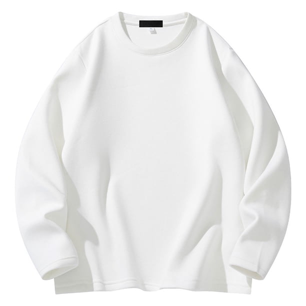 pstuiky camisas de manga larga para hombre, Camisas de manga larga con cuello redondo, cálidas e informales, de color liso, para hombre camisetas de hombre l