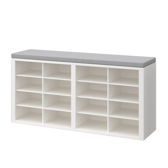 16 Cubby Shoe Rack Shoe Organizer Bench Shoe Storage Bench With Cushion 16 Cubby Shoe Rack Multifunctional Shoe Organizer Bench For Entryway Hallway Living Room Bedroom