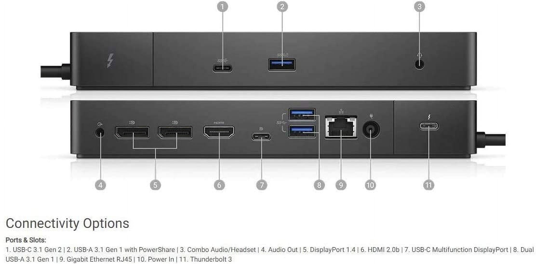 Dell WD19TB Thunderbolt Docking Station with 180W AC Power Adapter (130W Power Delivery)