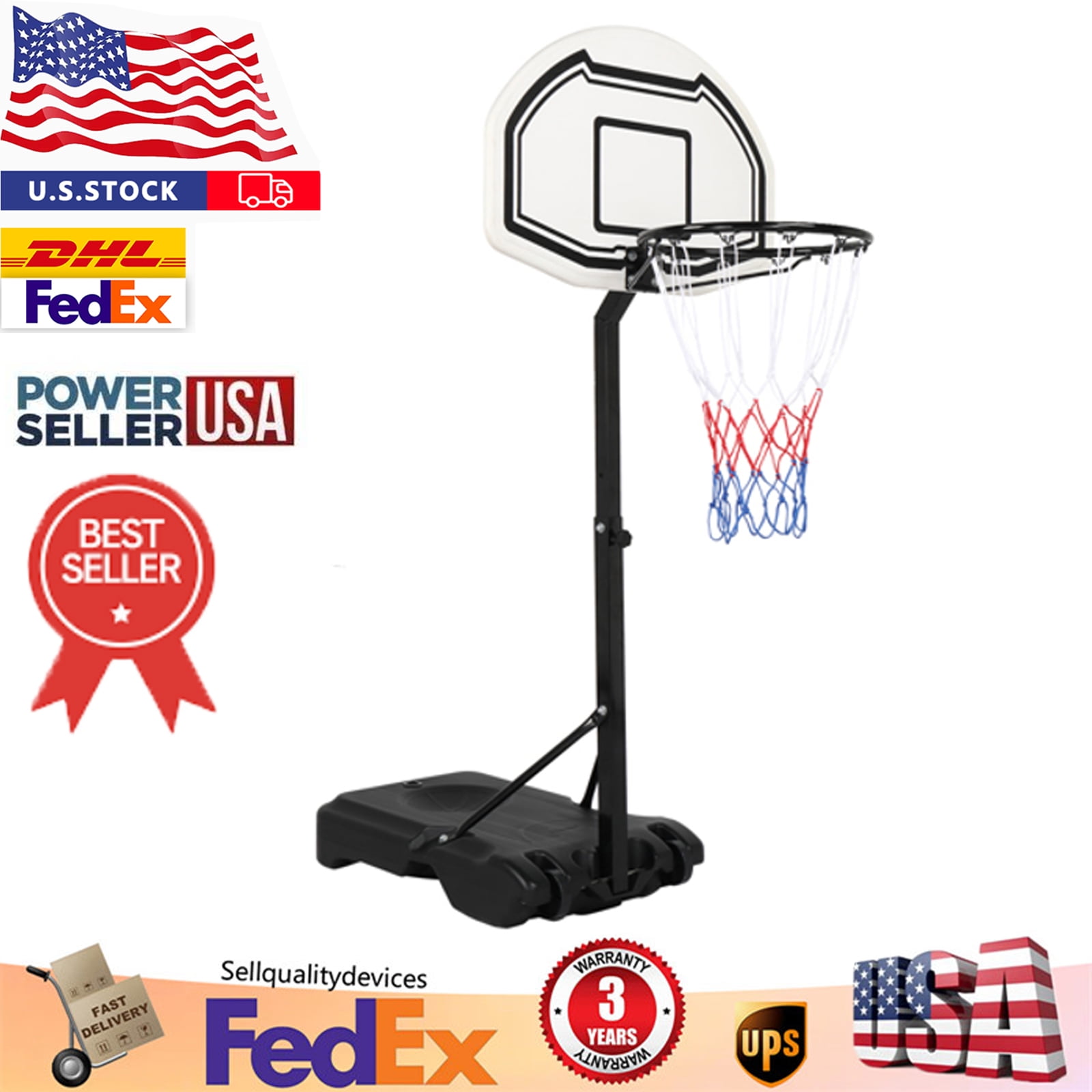 Brithday Gift! 28" x 19" Backboard Adjustable Pool Basketball Hoop