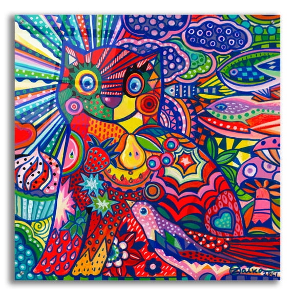 Epic Art 'Pop Cat' by Oxana Zaika Acrylic Glass Wall Art, 36" x 36"