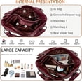 thumbnail image 3 of Sunyuer Vintage Hobo Bag for Women, Large Capacity PU Soft Leather Slouchy Tote Purse Single Shoulder Crossbody Handbag, 3 of 7