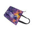 thumbnail image 4 of Zipper canvas bag large capacity large size practical handbag durable Canvas with leather material Purple Cat Flowers and Butterflies, 4 of 7