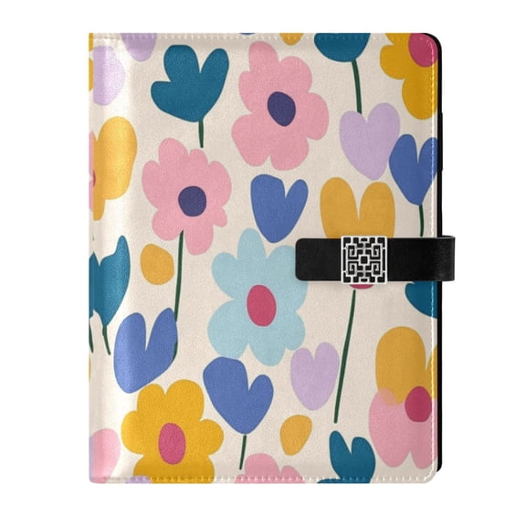 Premium Faux Leather Notebook - Refillable, Multi-Functional Organizer, 23.3x17cm, All-Season Use,Many Retro Flowers