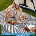 thumbnail image 6 of Kohree Outdoor Rug 8'x10' Reversible Waterproof Plastic Straw Rugs with Corner Loops Indoor Outdoor Patio Mat for RV Camping Deck Boho Porch Balcony, Palm Leaves Gray White, 6 of 10