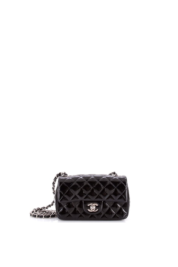 Pre-Owned Classic Single Flap Bag Quilted Patent Mini By Rebag