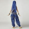 thumbnail image 6 of Girls Belly Dance Costume Set - Blue 100% Polyester Complete Ensemble with Coin Embellishments for Kids 5-13 Years, Flowy Pants & Headscarf,Size 7-9 T, 6 of 7