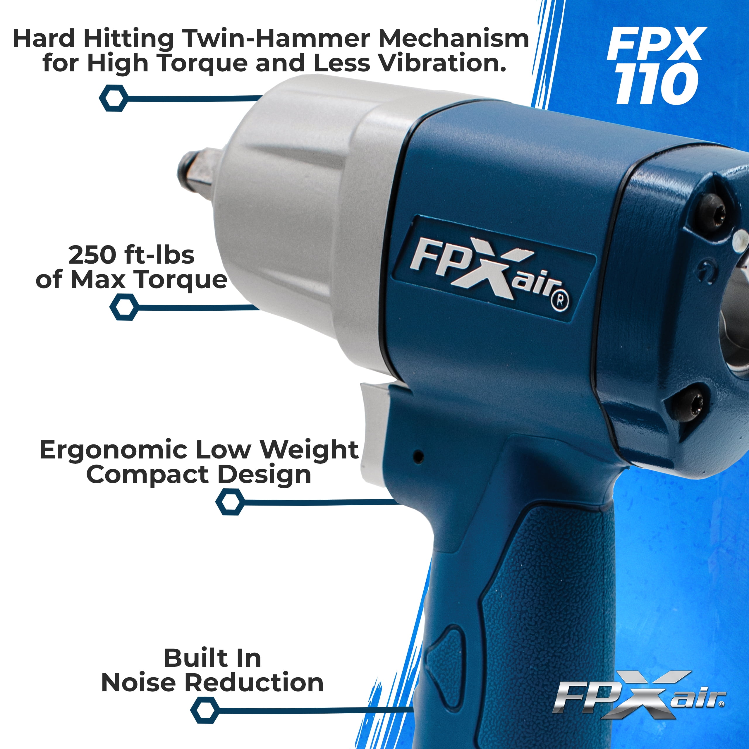FPX-AIR 3/8" Composite Impact Wrench: FPX-110, Automotive Power Tools for Mechanics, Garage Tools