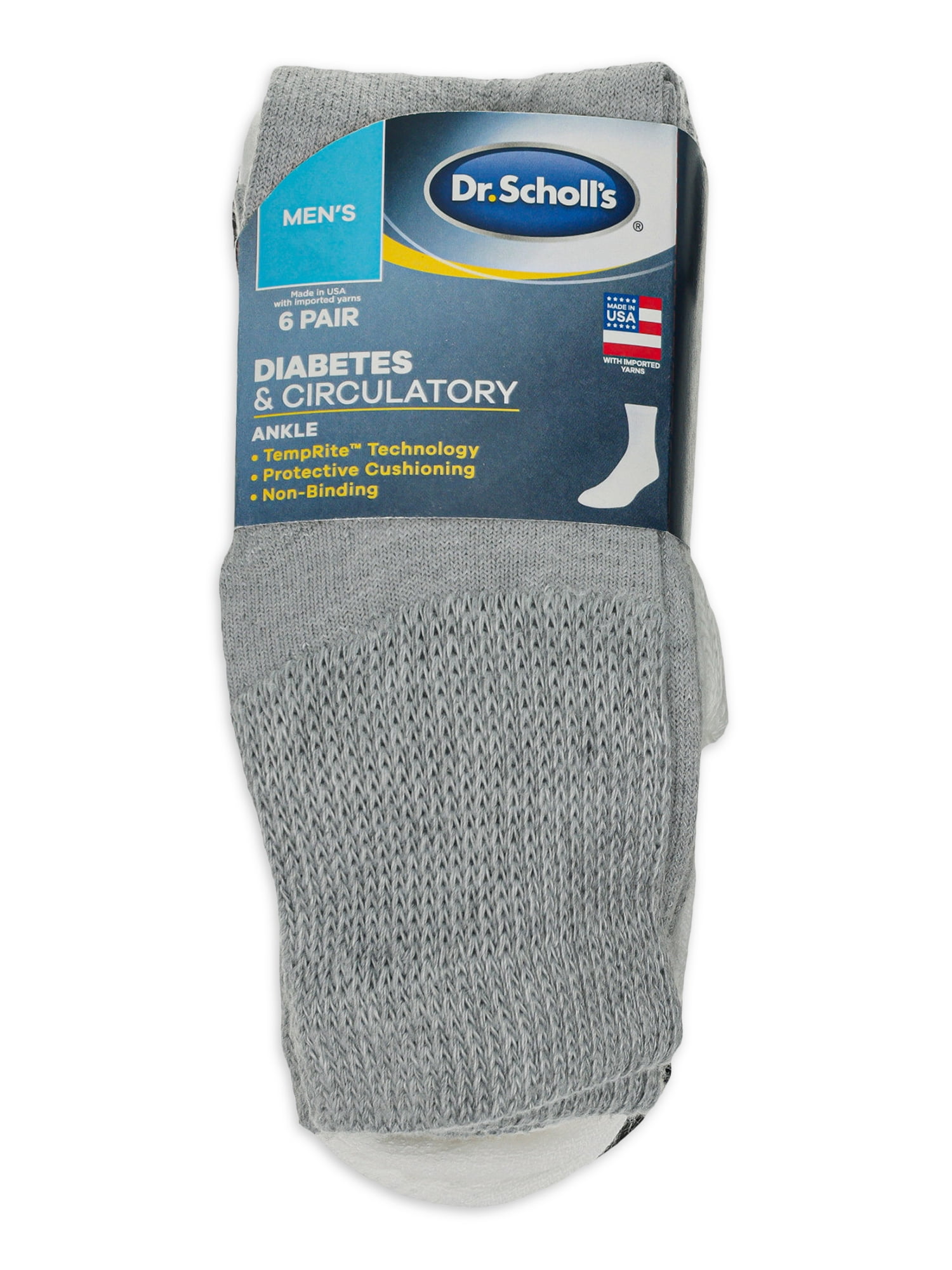 Dr. Scholl's Men's Diabetes and Circulatory Ankle Socks, 6-Pack