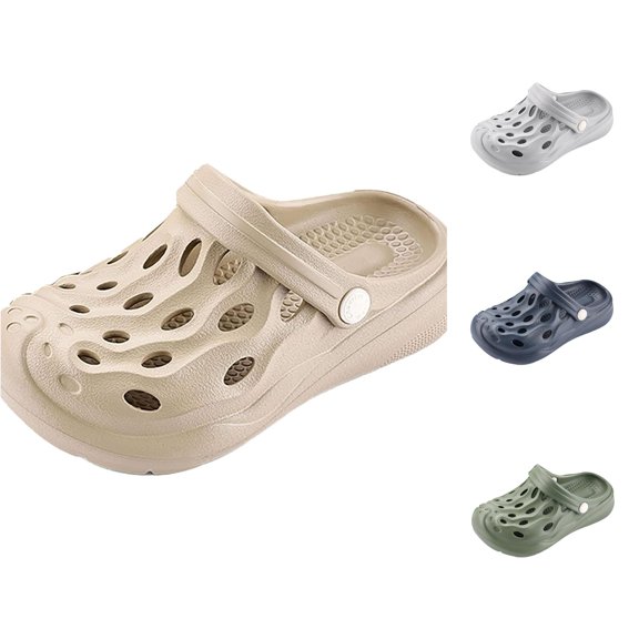 XIYON Kids Boys Girls Summer Slippers Soft Sole Non Closed Toe Hollow Out Solid Color Lightweight Breathable Shoes For Casual Daily Wear,Coffee,11.5-13 Years