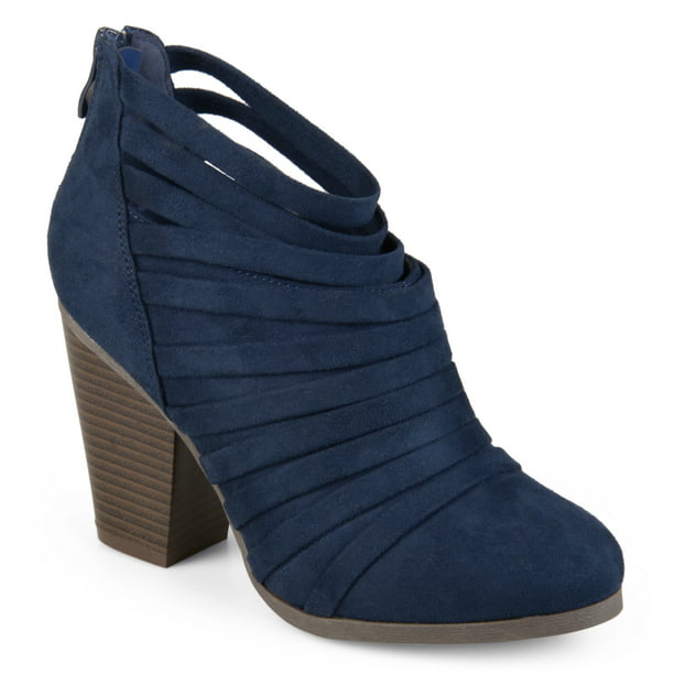 Womens Chunky Heel Strappy Faux Suede Ankle Booties - Walmart.com
