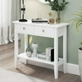 thumbnail image 1 of Soges Table Console 31,5 Pouces avec 2 Tiroirs Table d'Entrée avec Étagère de Rangement, Table d'Appoint à 2 Niveaux pour Salon, Couloir, Blanc, 1 of 6