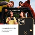 thumbnail image 5 of iPhone 12 Love Heart Cute Case with Wristband Kickstand, Soft TPU Bumper, Slim Shockproof Protection for Girls Women - Black, 5 of 8
