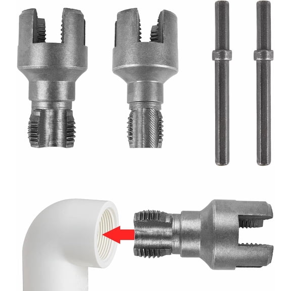 4 In 1 Water Pipe Threader, 1/2'' & 3/4'' Dies, Dual-Function Pipe Thread Cutting Tool for Home Repair, Plumbing＆DIY