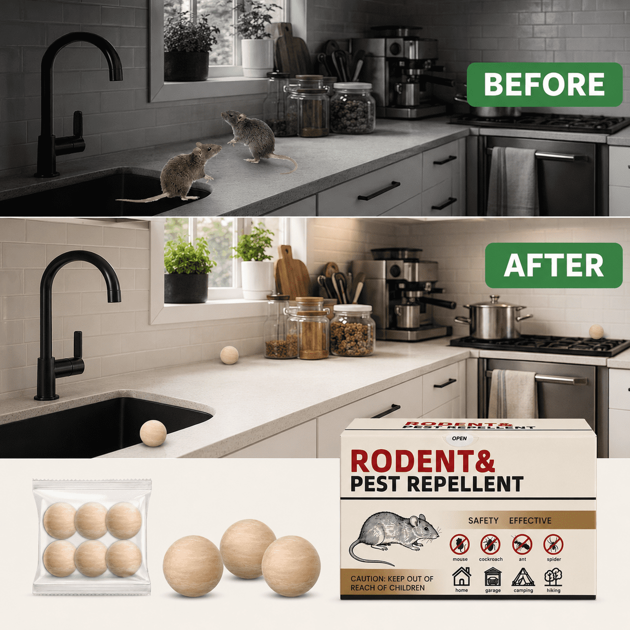 RodentRepellent 36 Balls, Peppermint Oil MouseRepellent Indoor & Outdoor Use, Natural Moth Balls forRodent MiceRepellent for Home, Garage, Car, RV & Garden