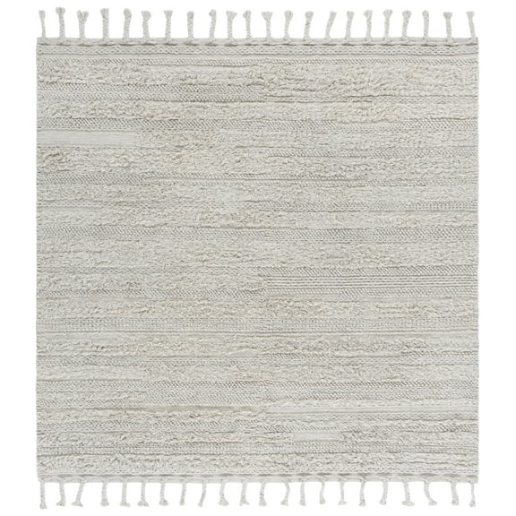 SAFAVIEH Casablanca Candida Striped Wool Area Rug, Grey, 7' x 7' Square