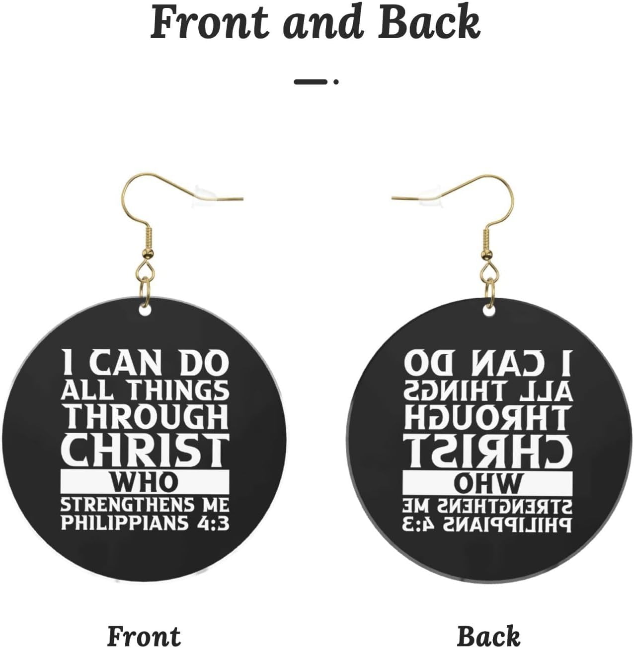 I Professional Can Do All Things Through Christ stylish fashionable Round Acrylic Earrings Lightweight Adaptable For All Occasions[u039]