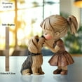 thumbnail image 2 of nvzhuang Girl and Dog Decor Creative Wooden Statue Cute Animal Figurine for Desktop Home Decor Present, 2 of 8