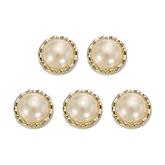 Uxcell 5pcs 21L Gold Faux Pearl Buttons 13mm 1/2" Plastic Round Sewing Button Replacement Craft Fastener for Coats Clothing DIY Decoration Crafts #13
