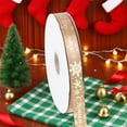 thumbnail image 6 of Hot Stamp Christmas Ribbon Polyester Gift Wrap Band - Gold Foil Holiday Decoration Craft Ribbon 8-Color Bulk Pack​(Khaki), 6 of 6