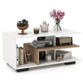 thumbnail image 1 of Costway Geometric Coffee Table with Storage Shelves 3-Tier Rectangular Tea Table Natural + White, 1 of 10