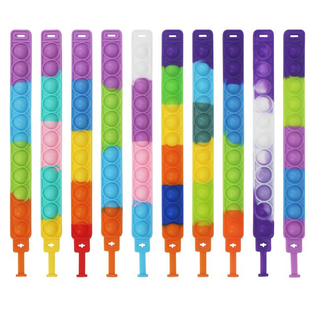 10 piezas, pulsera sensorial simple portátil, juguete de mano para aliviar el estrés para niños adultos ansiedad autismo, pulsera sensorial para aliviar el estrés