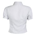 thumbnail image 5 of BUYISI Basic Simple Womens Lapel Stripes Short sleeves Shirt All-match Casual tops White M, 5 of 9